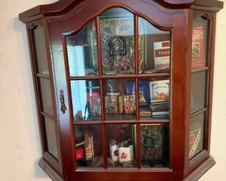 Wall Hanging Curio Cabinet, 1995 "Mysteries of the Forest" Zippo Lighters - Set of 4 with Case