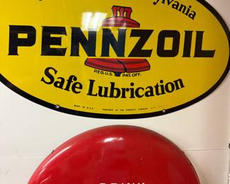 Yellow Pennzoil Metal Sign