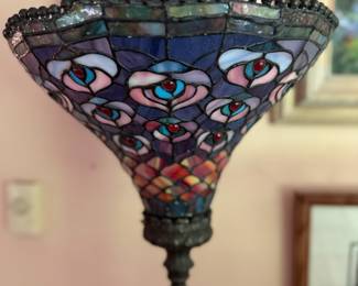 Stained Glass Peacock Design Tiffany Style Torchiere Floor Lamp