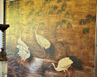 Framed Textured Print of Cranes Wading Water by B. Joseph