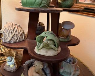 1984 Franklin Mint Woodland Surprises Figurines with Display Stand