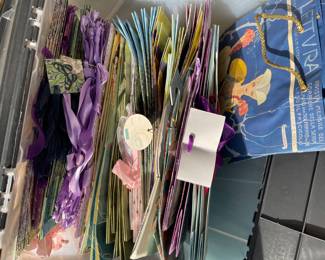 Bin of new gift bags - some pretty ones!