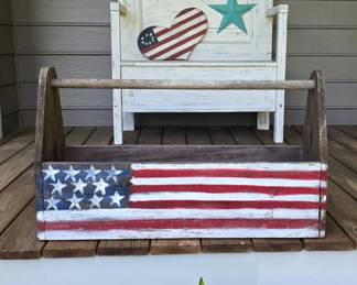 Red,white,&blue wood tool box