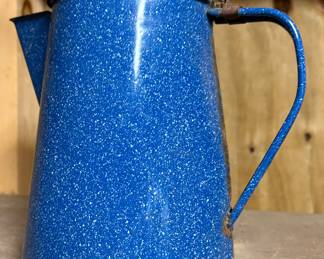 vintage blue enamel ware coffee pot