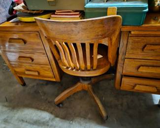 Vintage oak desk and chair