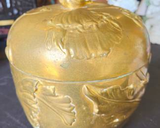 Bronze bowl with cover, gilt finish, by French artist A. Vibert