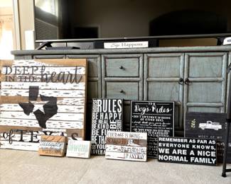 Assorted wood signs and fun home decor!