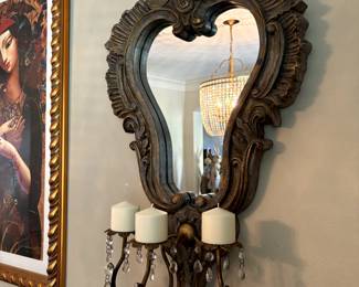 Beautiful vintage sconce with candles and glass beads - in perfect condition!