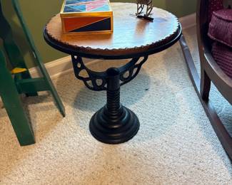 Reclaimed water heater base with vintage film canister top 