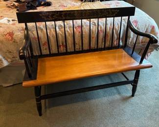 L. Hitchcock Black Harvested Stenciled Bench 