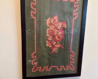 vintage asian framed embroidery 