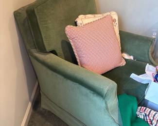 vintage green velvet armchair 
