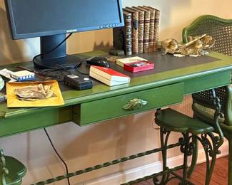 handpainted green desk 