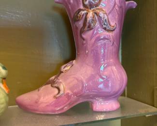 Pink Ceramic Boot Vase 