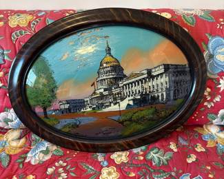 Antique Bubble Glass Picture Frame 1916 Capital Building 