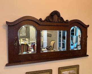 European Rococo Antique Triple Panel Mirror 