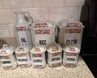 Vintage Czech Lusterware Canister Set 