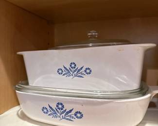 vintage Corningware casserole dishes - Blue Cornflower pattern 