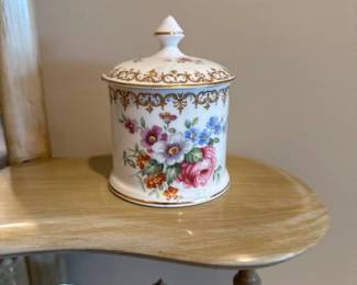 Vintage Crown Staffordshire "England's Bouquet" jam or jelly jar with lid 