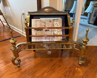 19th Century Victorian Rococo Manner Cast Iron & Brass Fire Grate Basket 