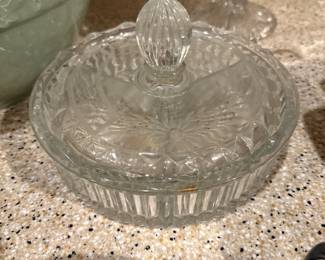 vintage Avon Covered Glass Candy Dish with Lid 