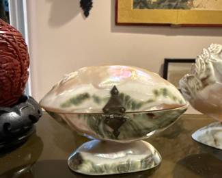 19th Century French Carved Shell Basket 