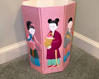 vintage chinese silk covered octagonal box/ container