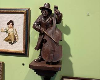 Vintage German Wood Carved Musician 