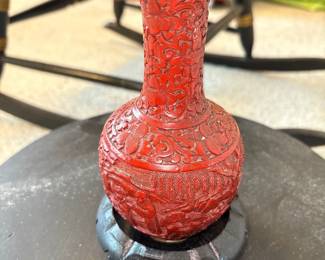 Chinese Red cinnabar lacquer vase 