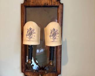 antique style wood and metal wall sconce 