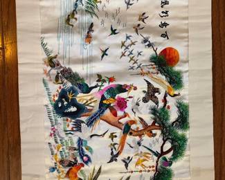 Chinese Silk Embroidery "Hundred Birds Worshipping The Phoenix" 