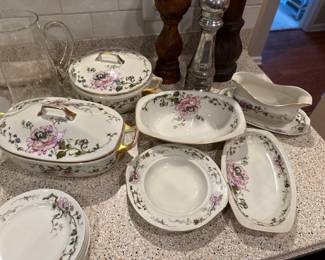Porcelain floral serving dishes 