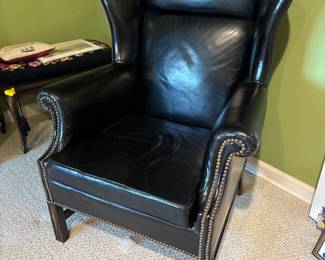 wingback leather chair with nailheads 