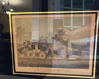 Vintage Stage Coach & Opposition Coach in Sight Drawn & Engraved by J. Pollard 