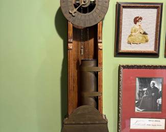antique Italian brass and wood water clock 