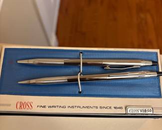 vintage 1979 Cross Chrome Pen and Pencil Set  