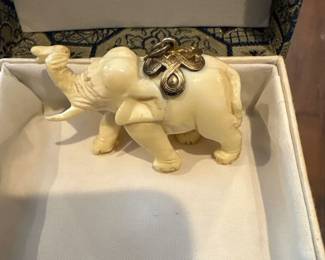 vintage cream celluloid elephant 