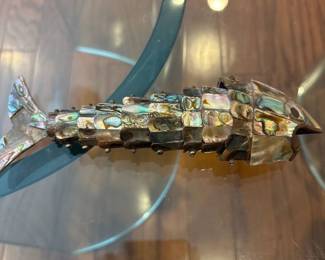Mexican Vintage Mother of Pearl Abalone Articulated Fish Bottle Opener 