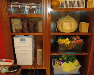 With birdhouses and flowers