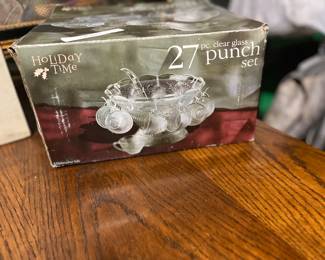 Beautiful crystal look 27 piece never been used punch bowl for ALL your Holiday functions.  Great gift!!