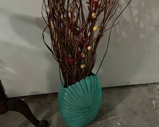 Custom ceramic piece with wood  decorative  branches
