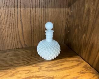 Fenton Wrisley White Milk Glass Hobnail Perfume Bottle