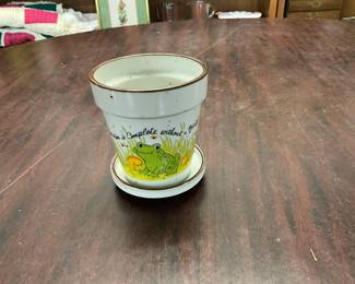Planter Decorated with Frog