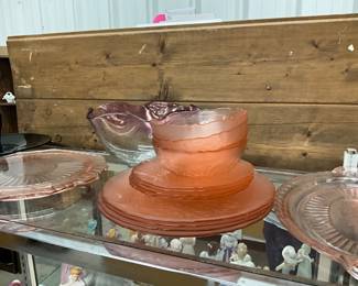 Pink Depression Glass Plates & Bowls