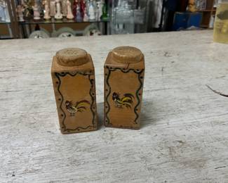 Wood Rooster Salt & Pepper Shakers