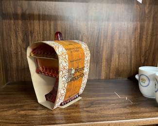Jeanette Glass Amberina Wedding Bowl w/Cover in Original Packaging