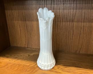Fenton White Milk Glass Waffle Swung Vase