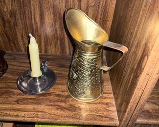 Candle Holder & Brass Pitcher