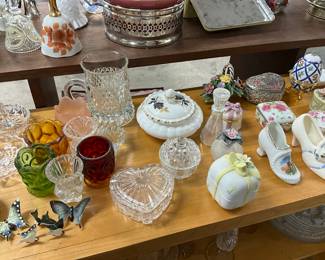 Assorted Miniature Shoes, Trinket Boxes/Dishes, Perfume Bottles, Toothpick Holders