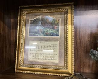 Framed Thomas Kinkade Print Combined w/Sheet Music